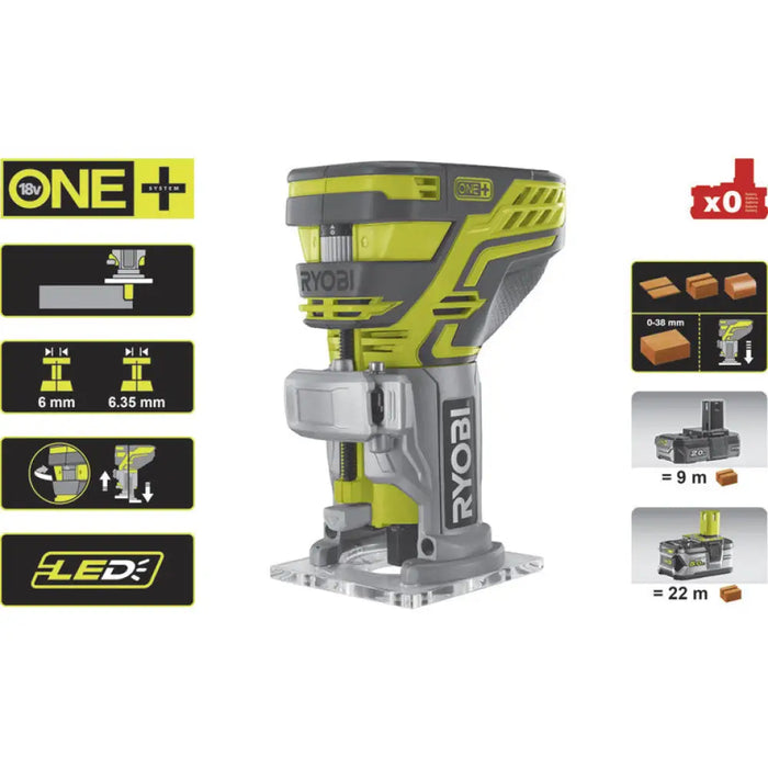 АКУМУЛАТОРНА ОБЕРФРЕЗА RYOBI R18TR-0 SOLO