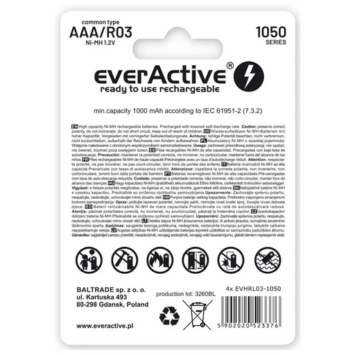 Акумулаторни батерии everActive Ni-MH R03 AAA 550 mAh