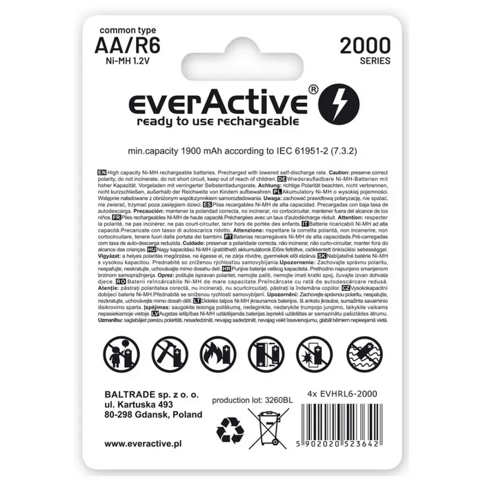 Акумулаторни батерии everActive Ni-MH R6 AA 2000 mAh Silver