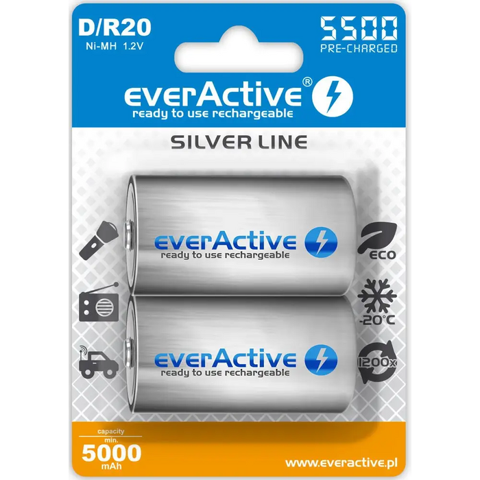 Акумулаторни батерии everActive R20/D Ni-MH 5500 mAh готови