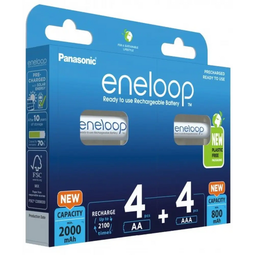 Акумулаторни батерии PANASONIC ENELOOP 4x AA 2000 mAh + 4x