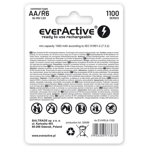 Акумулаторни батерии everActive Ni-MH R6 AA 1100 mAh
