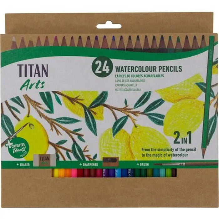 Акварелни Цветни Моливи Titan Arts Многоцветен 24 Части