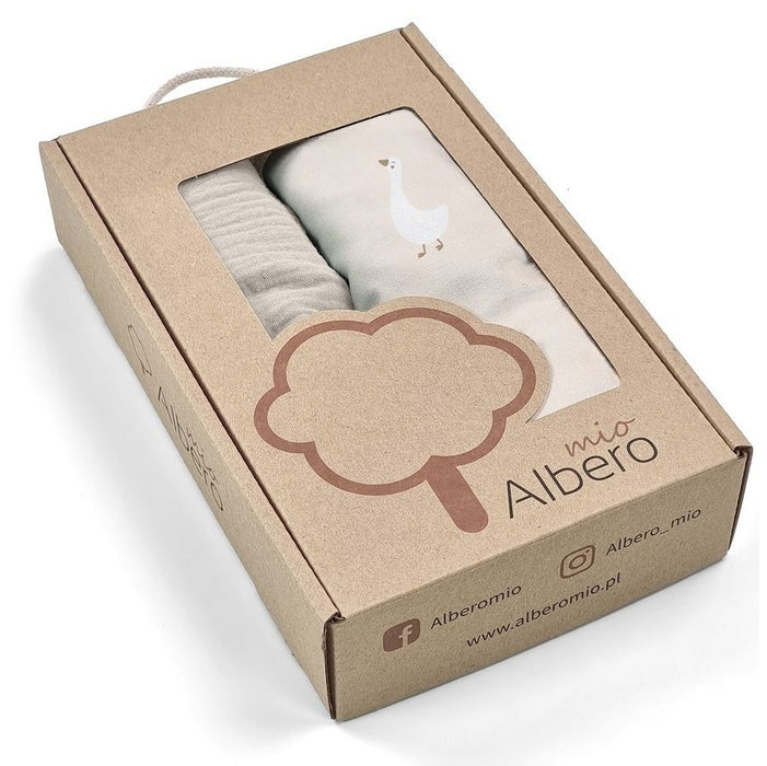Чаршаф с ластик за бебешка количка Albero Mio - 2 броя, сив/патета