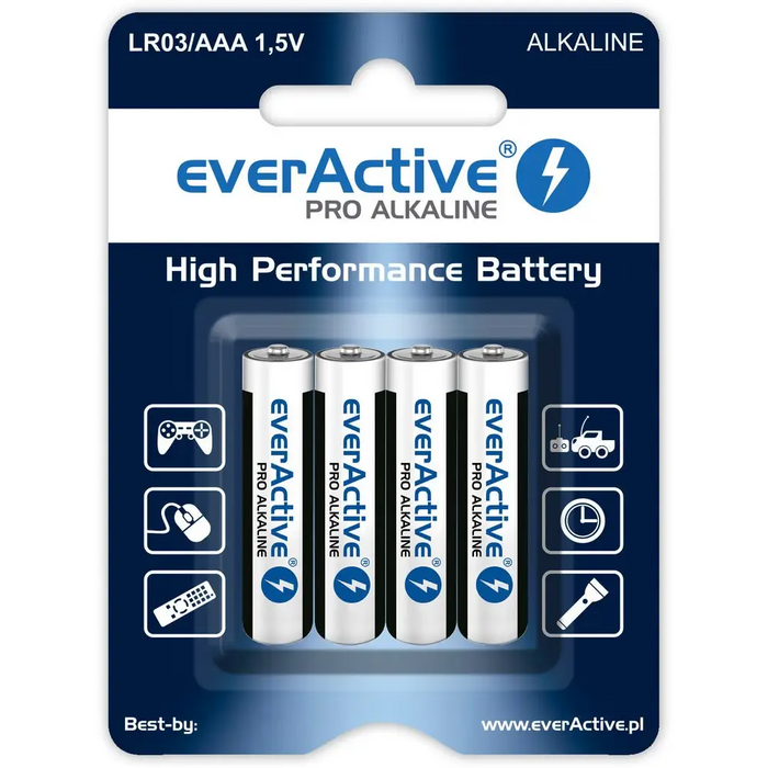 Алкални батерии AAA / LR03 everActive Pro - 4 броя (блистер)