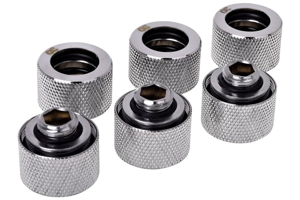 Комплект фитинги Alphacool HT 16mm - G1/4, 90°, Хром, 6-pack