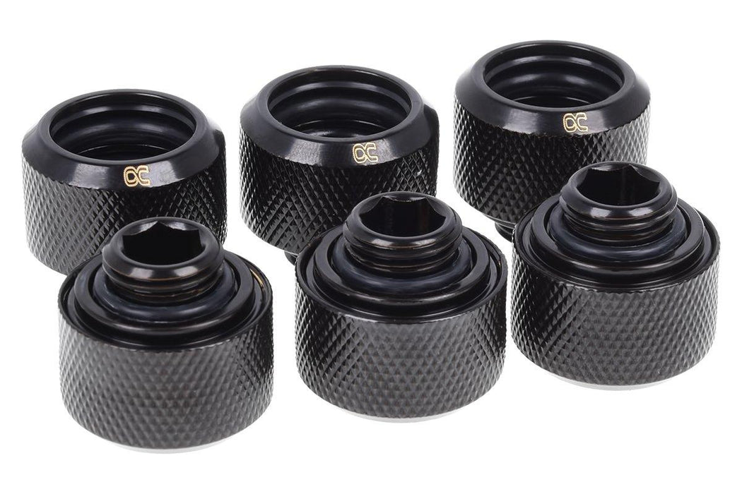 Компресионен фитинг Alphacool Eiszapfen PRO 16mm HardTube Fitting G1/4 - Deep Black (6 бр)