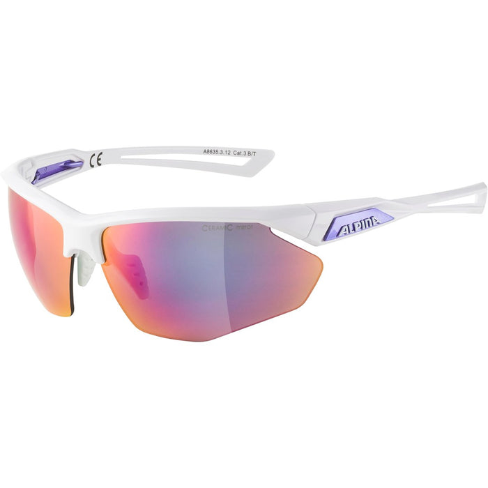 ALPINA Okulary na rower NYLOS HR biało-fioletowe szkło fioletowe lustro Cat.3