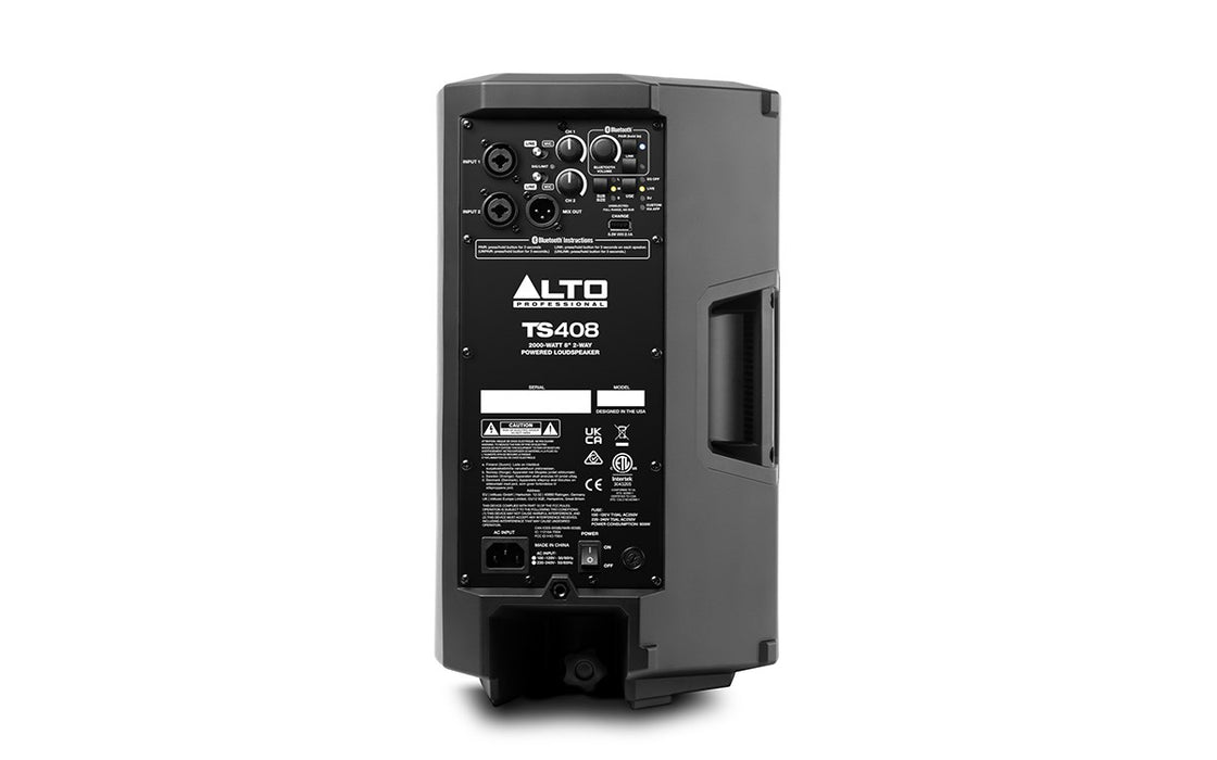 Alto TS 408 - 2000-ватов 12-инчов 8-лентов захранван високоговорител с Bluetooth®, DSP и управление чрез приложение