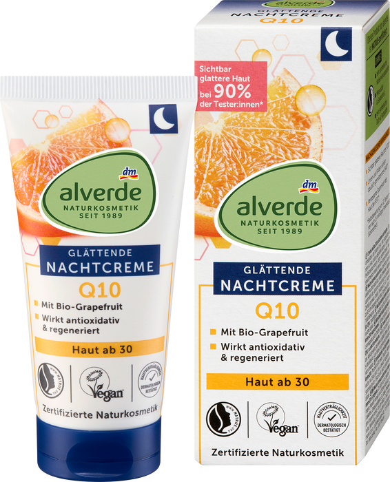 Изглаждащ нощен крем Q10 с био-грейпфрут, 50 ml