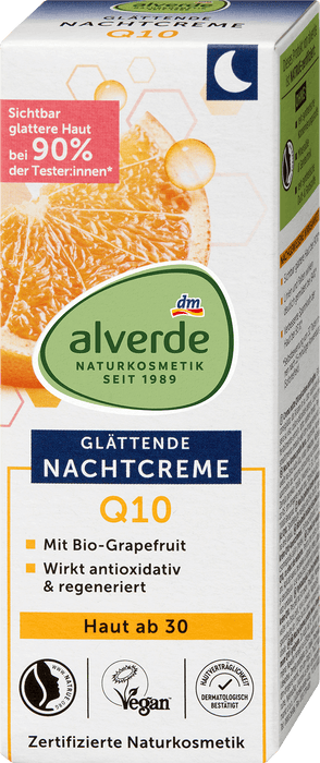Изглаждащ нощен крем Q10 с био-грейпфрут, 50 ml