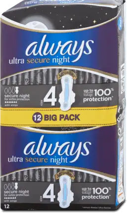 Дамски превръзки Ultra Secure Night, 12 бр