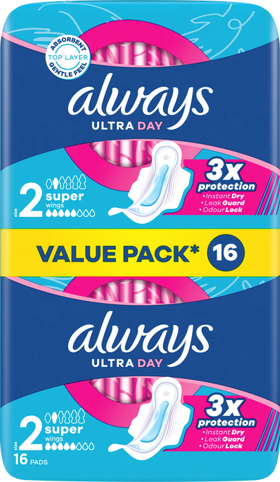 Превръзки Ultra Day с крилца, размер 2, 16 бр
