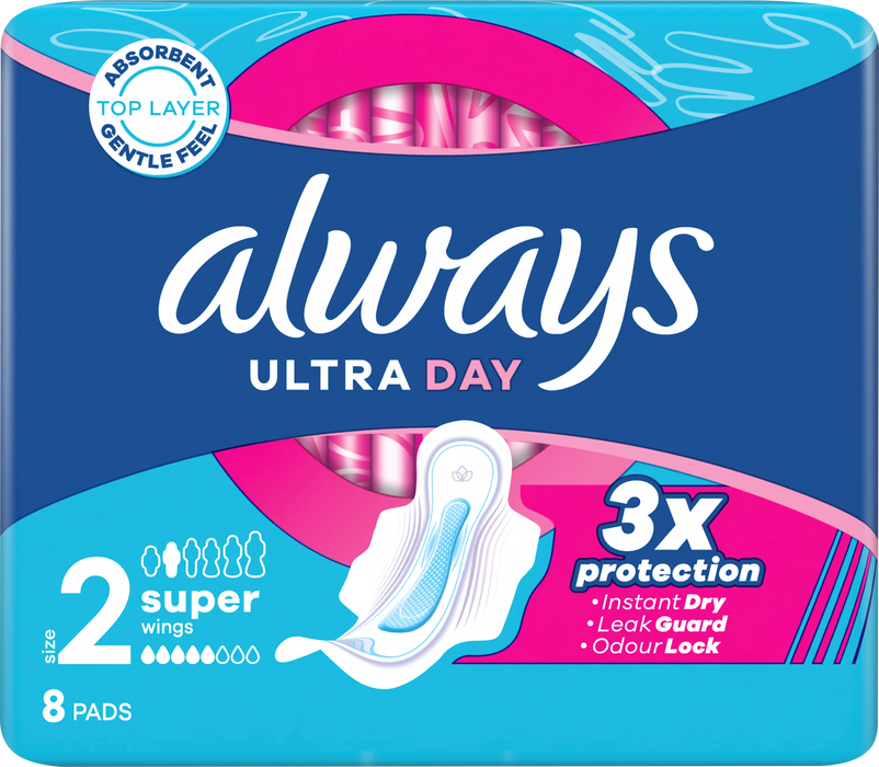Превръзки Ultra Day с крилца, размер 2, 8 бр