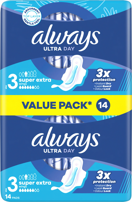 Превръзки Ultra Day с крилца, размер 3, 14 бр