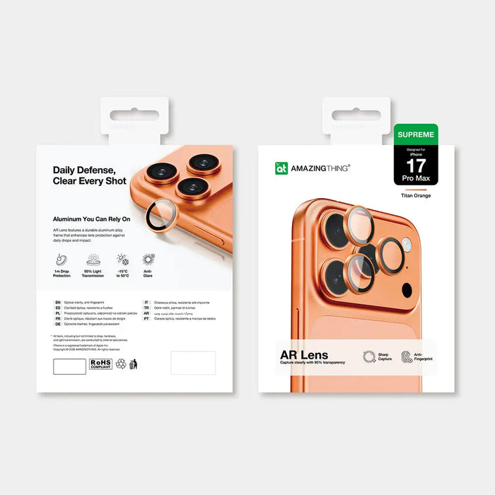 AmazingThing стъклен протектор за камера за iPhone 17 Pro