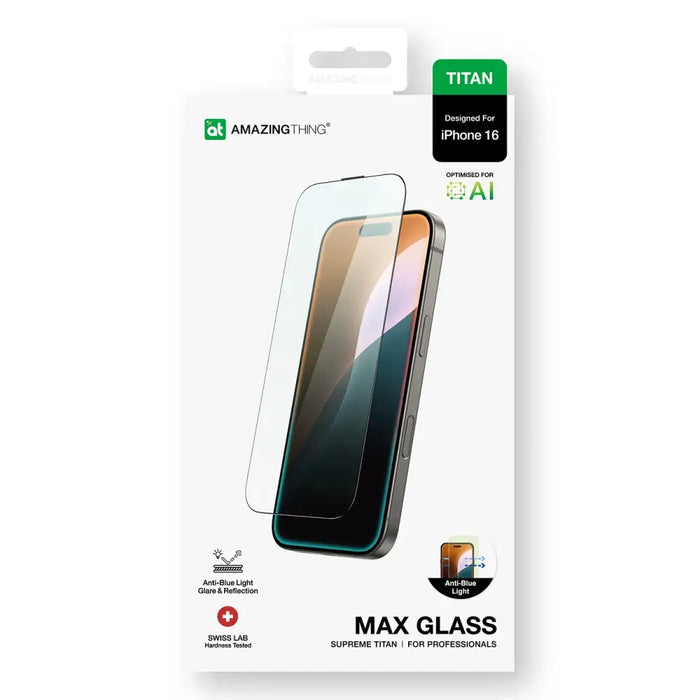 AmazingThing Titan Max закалено стъкло за iPhone 16