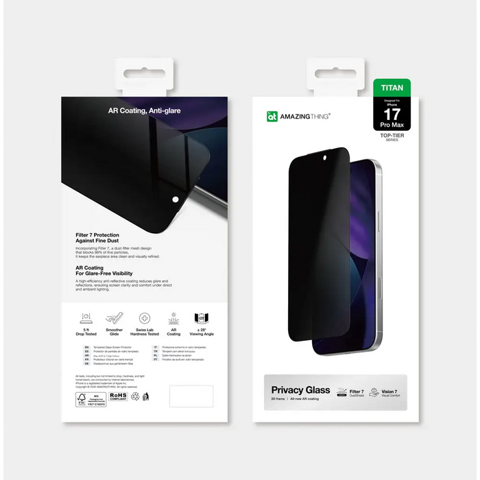 AmazingThing Titan Vision 7 закалено стъкло за iPhone 17
