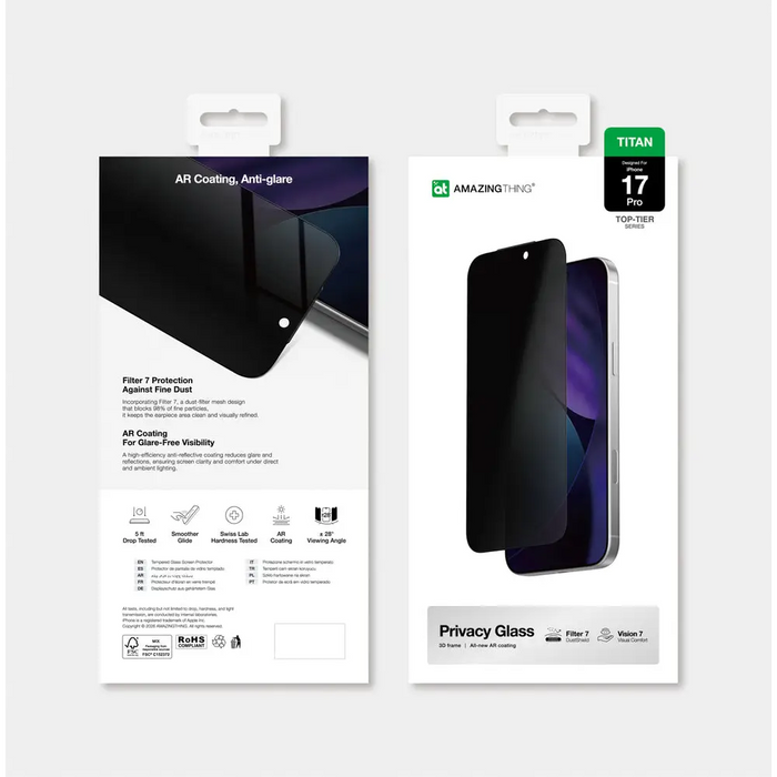 AmazingThing Titan Vision 7 закалено стъкло за iPhone 17