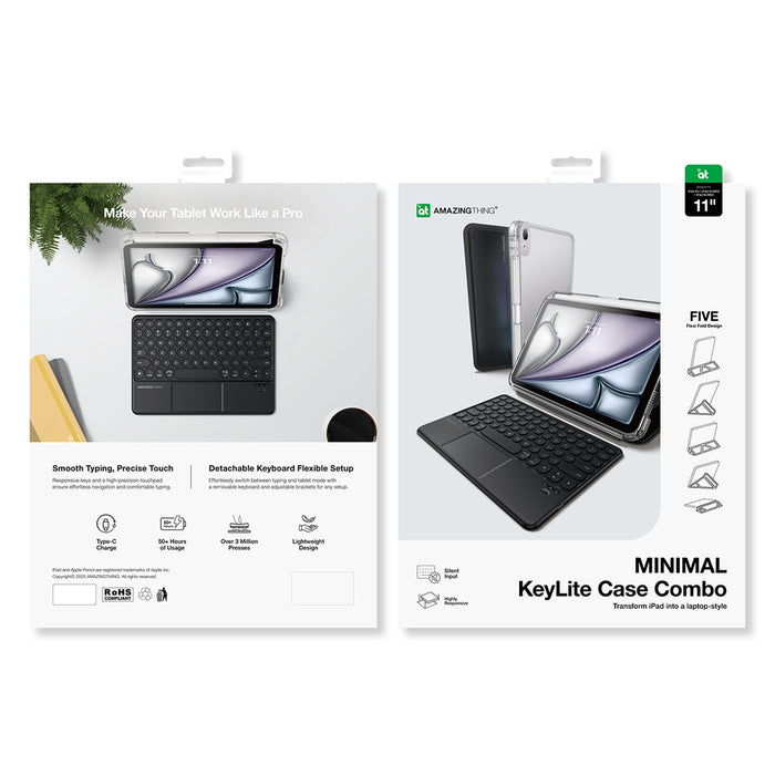 AmazingThing Minimal Case Keylite Combo калъф с клавиатура за iPad Air M3 11" - черен