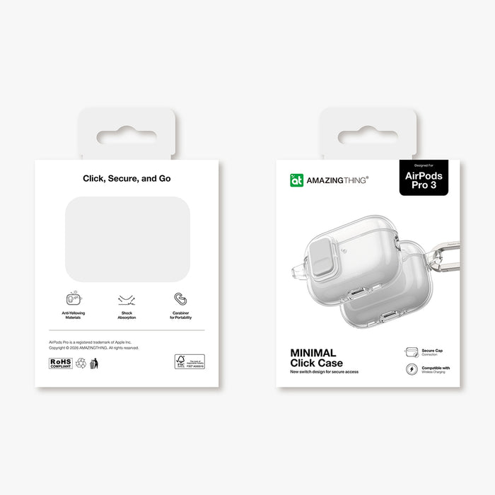 Прозрачен минималистичен калъф AmazingThing за AirPods Pro 3