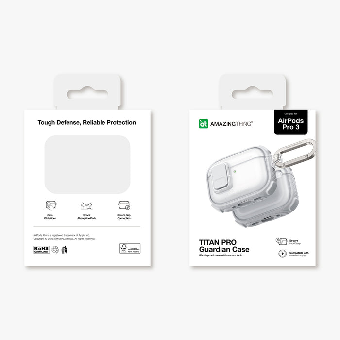 Калъф AmazingThing Titan Pro Mag Clear за AirPods Pro 3 - бял