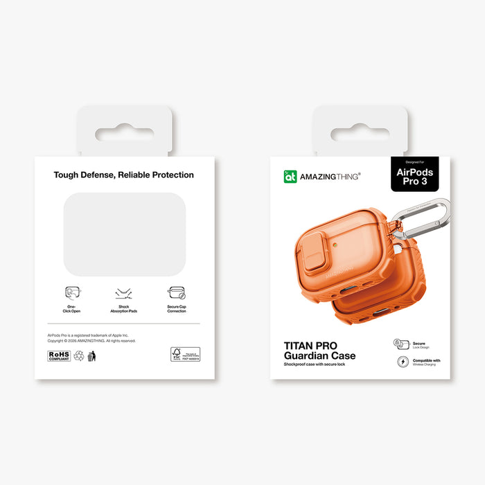 Калъф AmazingThing Titan Pro Mag Clear за AirPods Pro 3 - оранжев