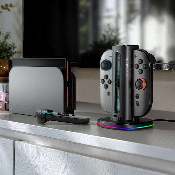 Зарядно устройство AmazingThing Thunder Pro PlayDock за контролери Nintendo Switch 2 - черно