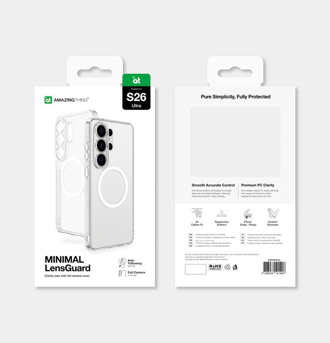 Кейс AmazingThing с минималистично увеличение за Samsung Galaxy S26 Ultra - прозрачен