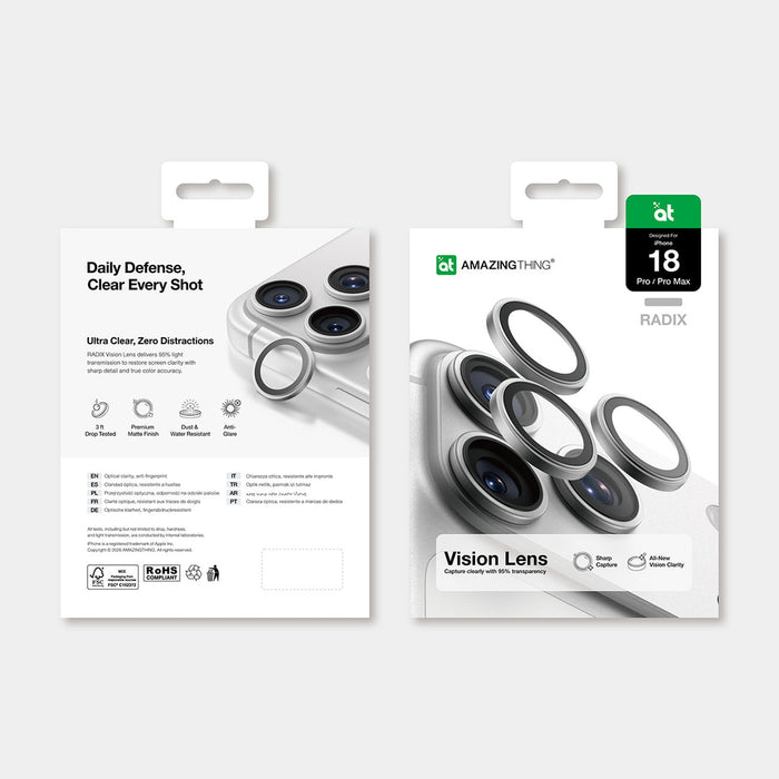 AmazingThing Radix Vision Lens протектор за обектив за камера за iPhone 18 Pro / 18 Pro Max - сребрист