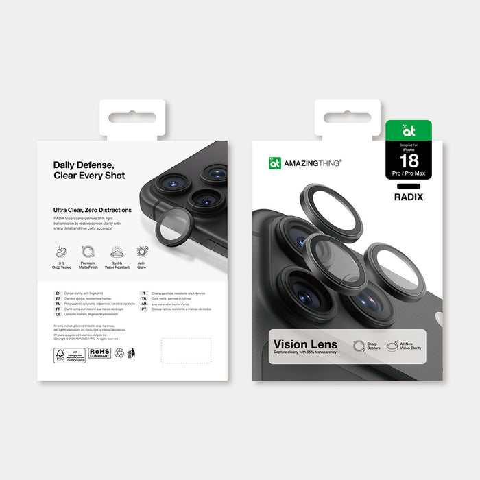 AmazingThing Radix Vision Lens протектор за обектив за камера за iPhone 18 Pro / 18 Pro Max - черен