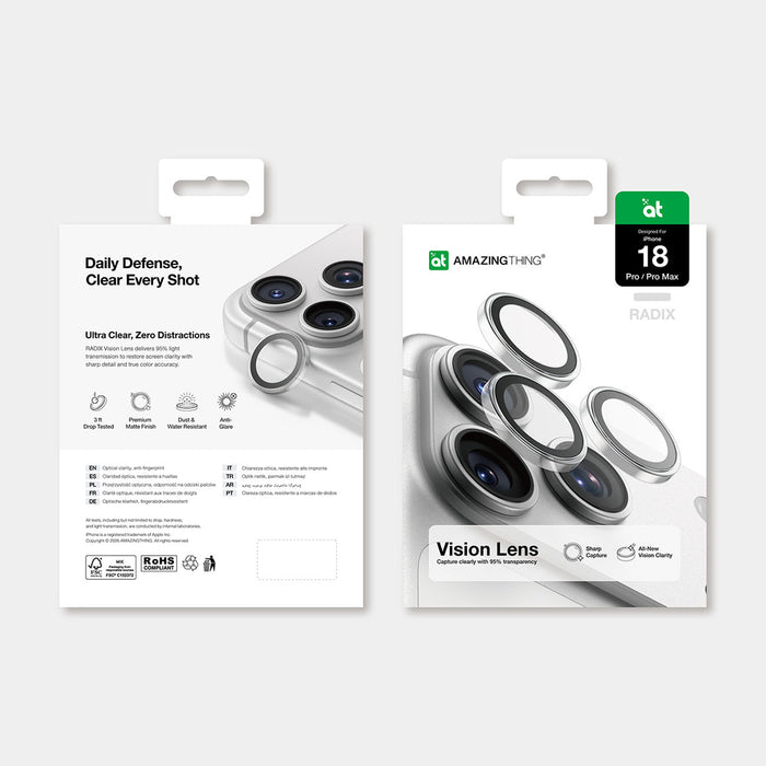 AmazingThing Radix Vision Lens протектор за обектив за камера за iPhone 18 Pro / 18 Pro Max - прозрачен