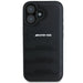 AMG кожен калъф с вдлъбнати линии с черно лого за iPhone 16
