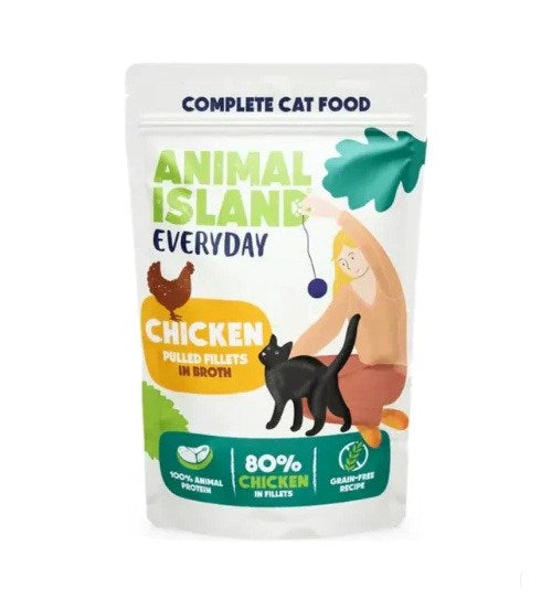 ANIMAL ISLAND Пиле в бульон - мокра храна за котки - 40x85 г