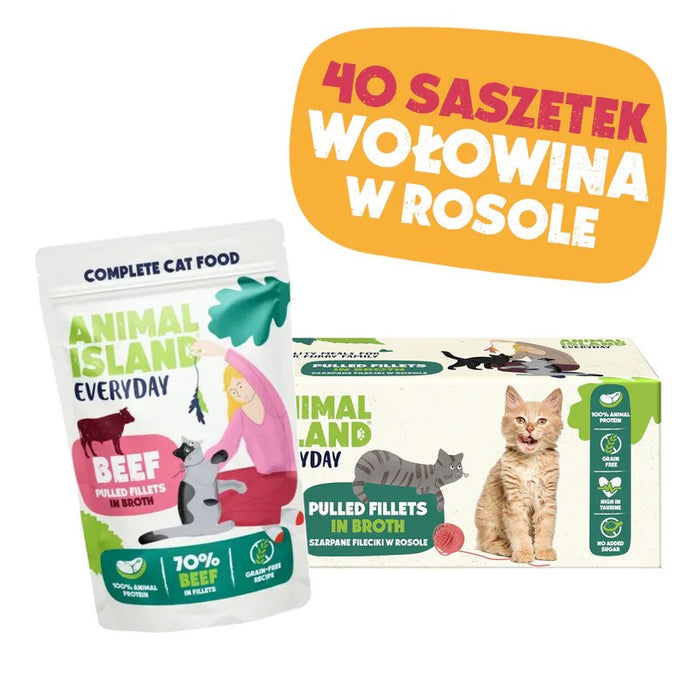 ANIMAL ISLAND Телешко в бульон - мокра храна за котки - 40x85 г