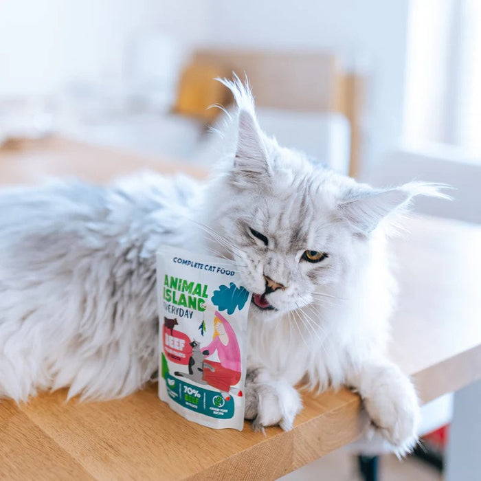 ANIMAL ISLAND Пилешки / Телешки филета в бульон - мокра храна за котки - 80x85 г