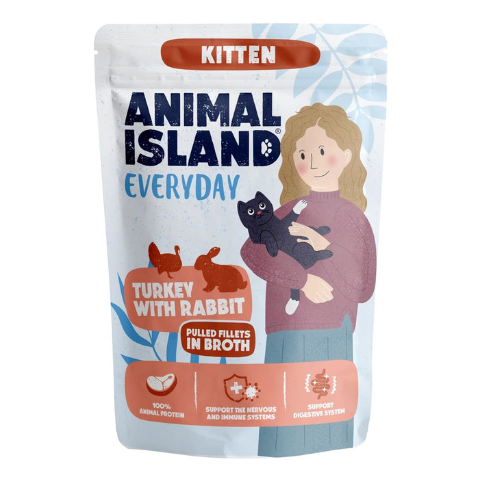 ANIMAL ISLAND Everyday Kitten Пуйка със заешко в бульон - мокра котешка храна - 85 г