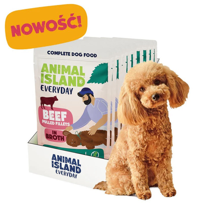 ANIMAL ISLAND Телешки филета в бульон - мокра храна за кучета - 10x150 г