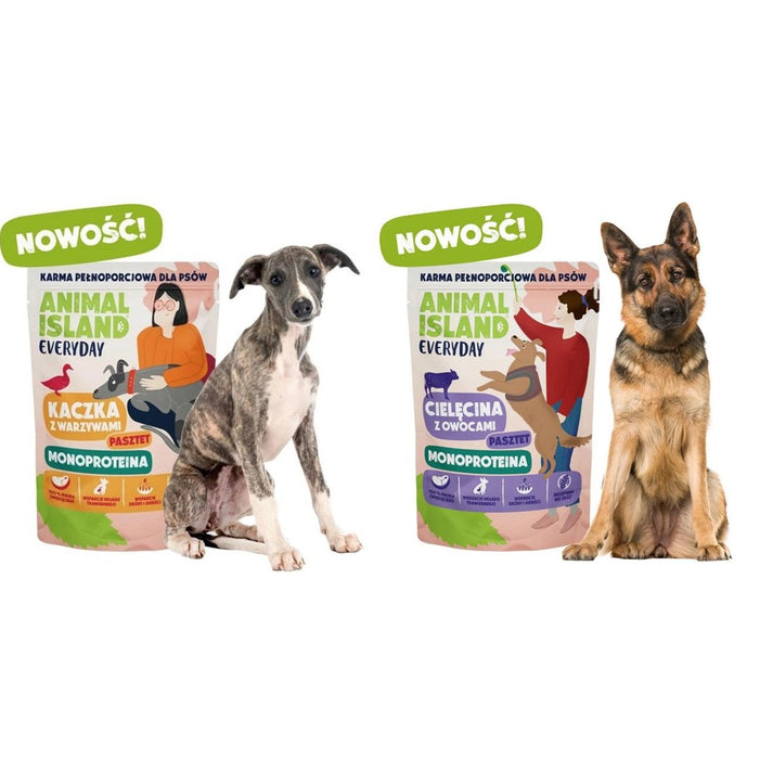 ANIMAL ISLAND Everyday Monoprotein Телешко/Патешко - мокра храна за кучета - 9x300 г