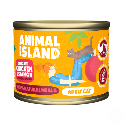 ANIMAL ISLAND Пиле със сьомга - мокра котешка храна - 200гр