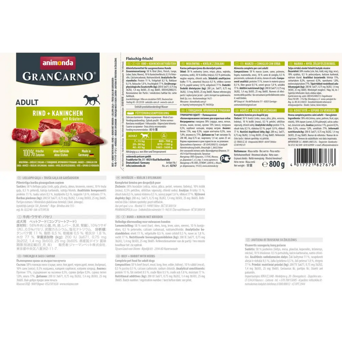 ANIMONDA GranCarno Adult Beef заек и билки - мокра храна