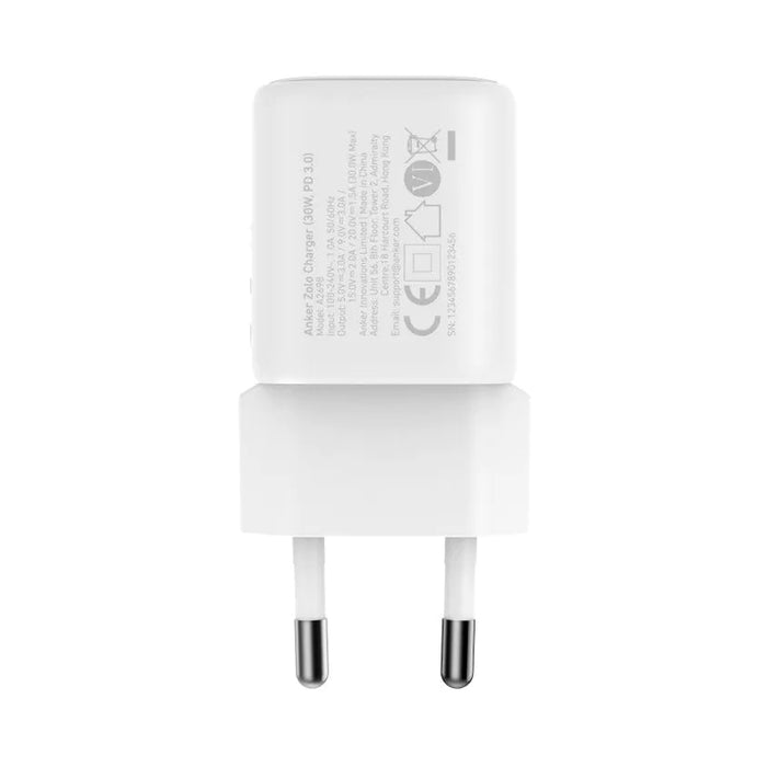 ЗАРЯДНО 220V ANKER ZOLO 30W WHITE USB-C 30W Power Delivery
