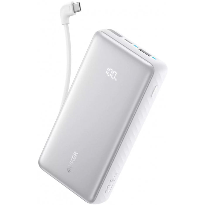 ВЪНШНА БАТЕРИЯ ANKER Zolo 10000 mAh 22.5W White с вграден USB-C кабел