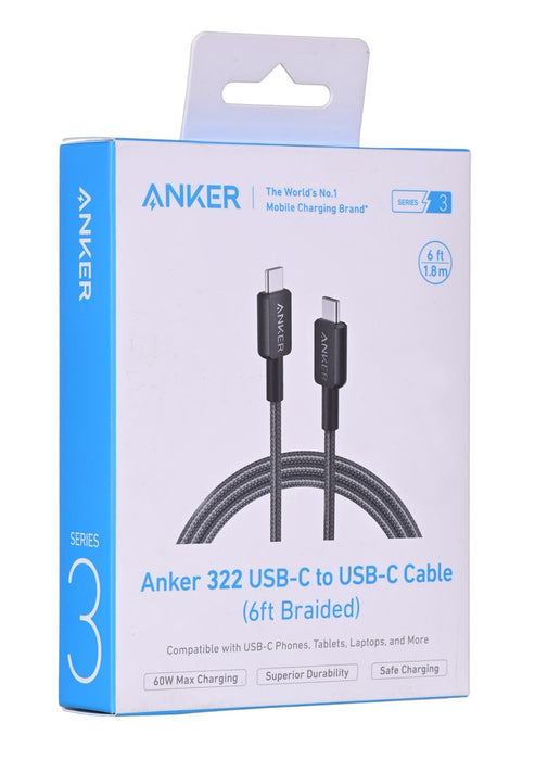 КАБЕЛ ANKER 322 TYPE-C TO TYPE-C 1.8M BK
