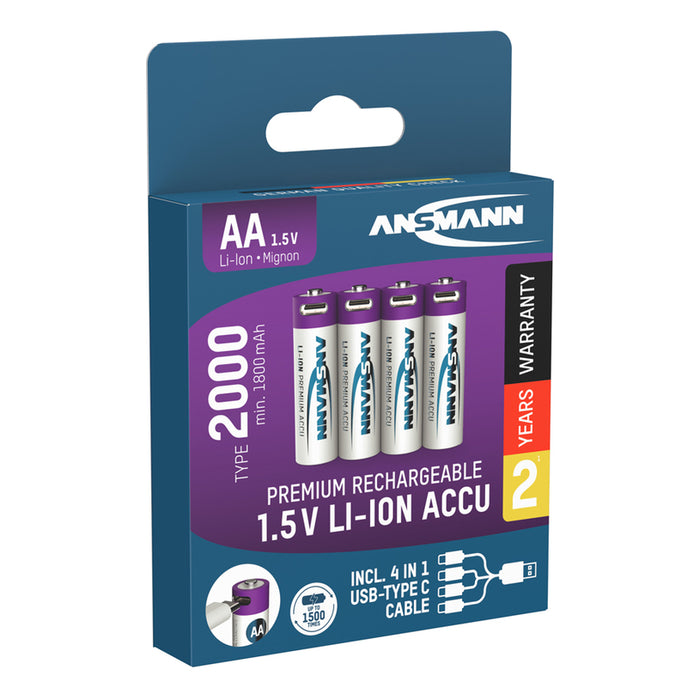 АКУМУЛАТОРНИ БАТЕРИИ ANSMANN 5434 2000MAH USB-C 4БР