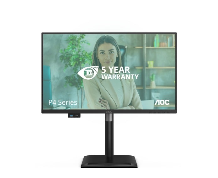 AOC 24P4CV, 23.8" IPS WLED, 1920x1080@120Hz, 4ms GtG, 300cd m/2, 1500:1, 50M:1 DCR, Adaptive Sync, FlickerFree, Anti-Blue Light, 2Wx2, Наклон, Регулиране на височината, Завъртане, Въртене, HDMI, DP, USB хъб, RJ45