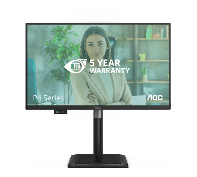 AOC 24P4U, 23.8" IPS WLED, 1920x1080@120Hz, 4ms GtG, 300cd m/2, 1500:1, 20M:1, Adaptive Sync, Anti Blue Light, FlickerFree, 2Wx2, Наклон, Регулиране на височината, Завъртане, Въртене, D-SUB, HDMI, DP, USB хъб