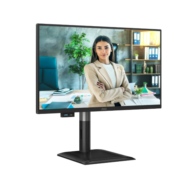 AOC 24P4U, 23.8" IPS WLED, 1920x1080@120Hz, 4ms GtG, 300cd m/2, 1500:1, 20M:1, Adaptive Sync, Anti Blue Light, FlickerFree, 2Wx2, Наклон, Регулиране на височината, Завъртане, Въртене, D-SUB, HDMI, DP, USB хъб