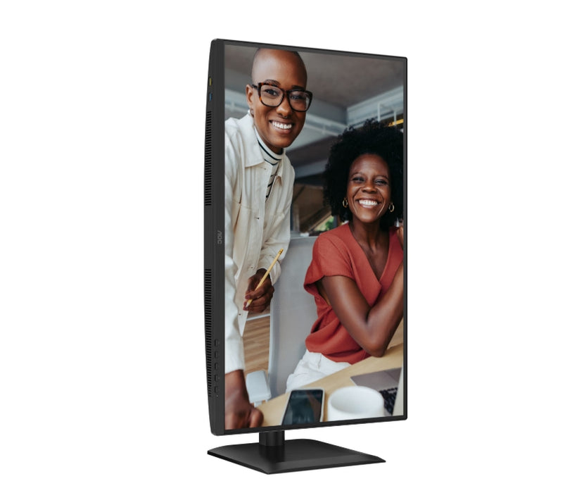 AOC Q27E4U, 27" IPS WLED, 2560x1440@120Hz, 4ms GtG, 350cd m/2, 1500:1, 20M:1 DCR, Adaptive Sync, FlickerFree, Anti Blue Light, 2Wx2, Наклон, Регулиране на височината, Завъртане, Въртене, HDMI, DP, USB хъб