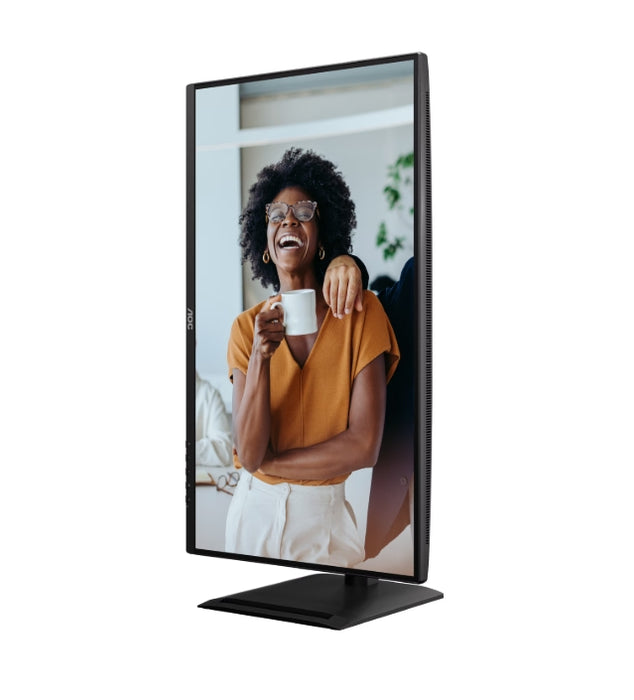 AOC Q27P4CV, 27" IPS WLED, 2560x1440@120Hz, 4ms GtG, 350cd m/2, 1500:1, 50M:1 DCR, Adaptive Sync, FlickerFree, Anti-Blue Light, 2Wx2, Наклон, Регулиране на височината, Завъртане, Въртене, HDMI, DP, USB хъб, RJ45